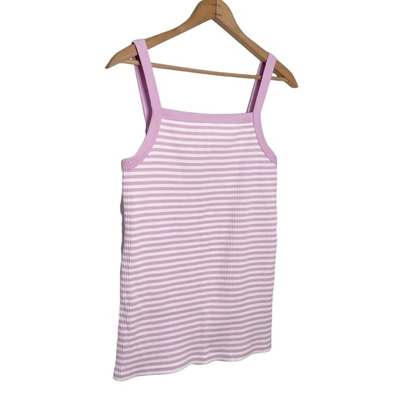 Old Navy | Purple Square Neck Striped Ribbed Slim Fit Tank Top - Picture 2 of 5